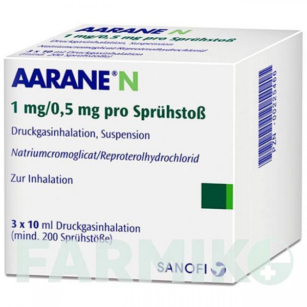 ААРАН (AARANE) аэрозоль 3x10 мл - Репротерол, Кромоглициевая кислота SANOFI