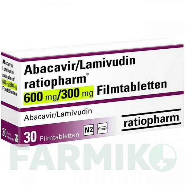 АБАКАВІР (ABACAVIR) 600 мг/300 мг таблетки 30 шт - Ламівудин, Абакавір RATIOPHARM