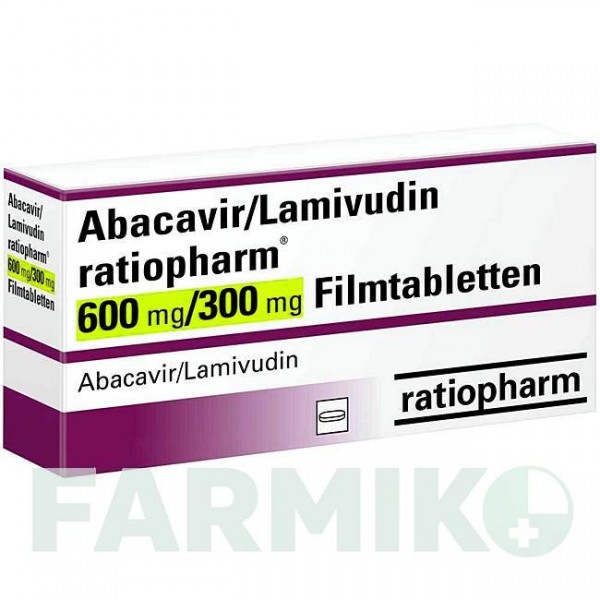 АБАКАВИР (ABACAVIR) 600 мг/300 мг таблетки 90 шт - Ламивудин, Абакавир RATIOPHARM
