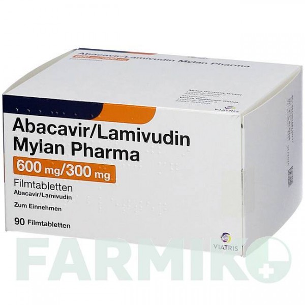 АБАКАВИР (ABACAVIR) 600 мг/300 мг таблетки 90 шт - Ламивудин, Абакавир VIATRIS
