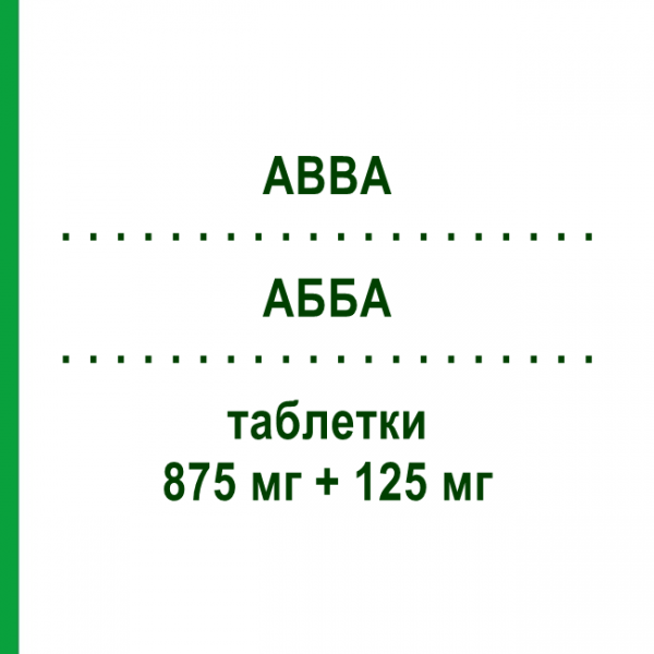 АББА (ABBA) 875 мг + 125 мг таблетки №12 - Амоксициллин, ингибиторы бета-лактамаз FIDIA PHARMA