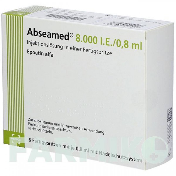 АБСАМЕД (ABSEAMED) 8000 МЕ/0,8 мл раствор 6x0,8 мл - Эритропоэтин MEDICE PUTTER