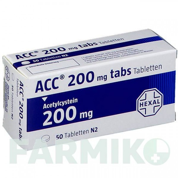 АЦЦ (ACC) 200 таблетки 50 шт - Ацетилцистеїн HEXAL