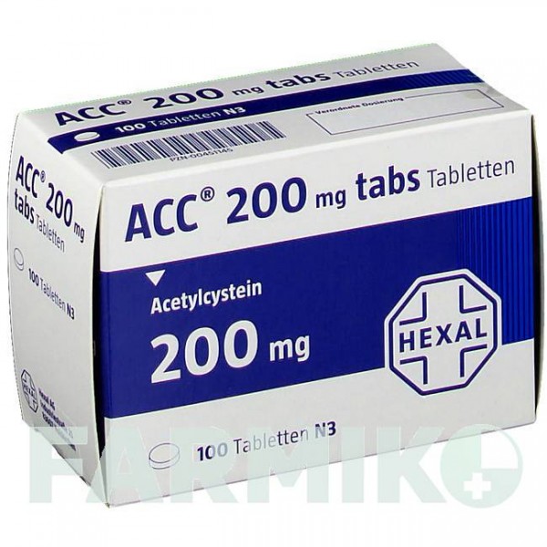 АЦЦ (ACC) 200 таблетки 100 шт - Ацетилцистеин HEXAL