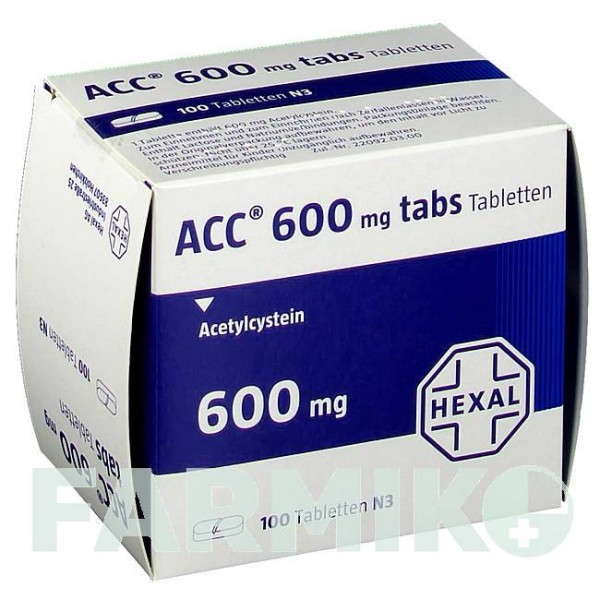 АЦЦ (ACC) 600 таблетки 100 шт - Ацетилцистеїн HEXAL