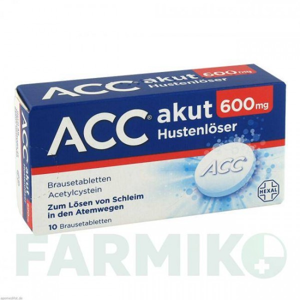 АЦЦ (ACC) 600 таблетки 10 шт - Ацетилцистеїн HEXAL