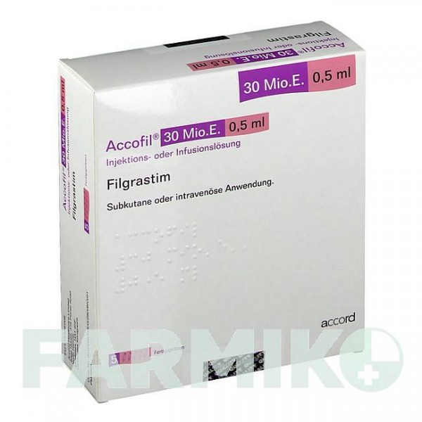АККОФИЛ (ACCOFIL) 30 млн. ЕД/0,5 мл раствор 5x1 шт - Филграстим ACCORD HEALTHCARE