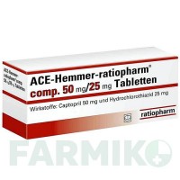 ЕЙС ХЕМЕР (ACE HEMMER) 50 мг/25 мг таблетки 100 шт - Каптоприл, Гідрохлоротіазид RATIOPHARM
