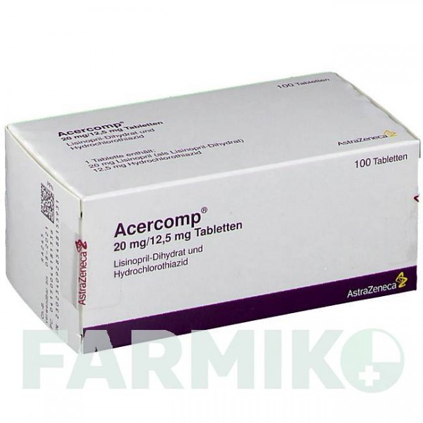 АЦЕРКОМП (ACERCOMP) таблетки 100 шт - Лизиноприл, Гидрохлоротиазид ATNAHS PHARMA