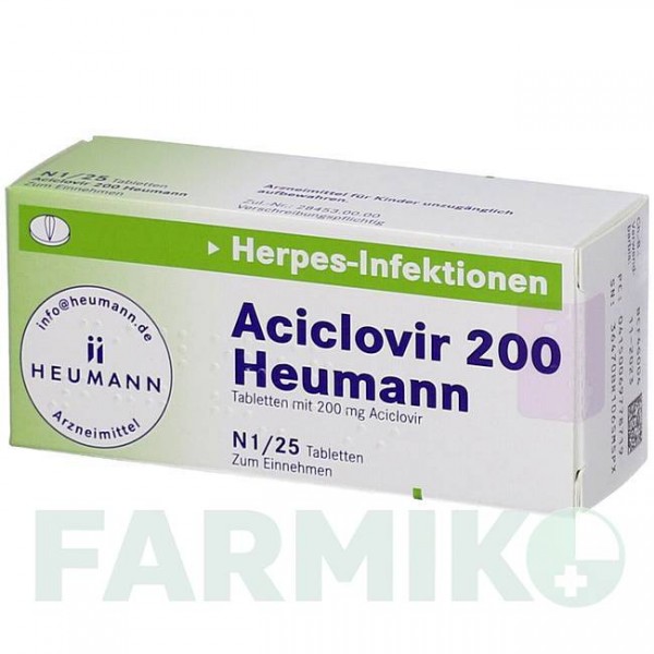 АЦИКЛОВИР (ACICLOVIR) 200 мг таблетки 25 шт - Ацикловир HEUMANN PHARMA