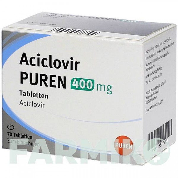 АЦИКЛОВІР (ACICLOVIR) 400 мг таблетки 70 шт - Ацикловір PUREN PHARMA