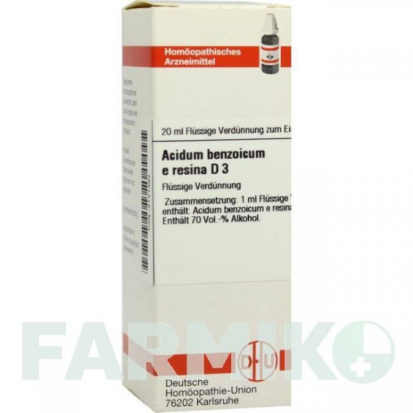 АЦИДУМ БЕНЗОІКУМ (ACIDUM BENZOICUM) D 3 розчин 20 мл - Гомеопатія DHU