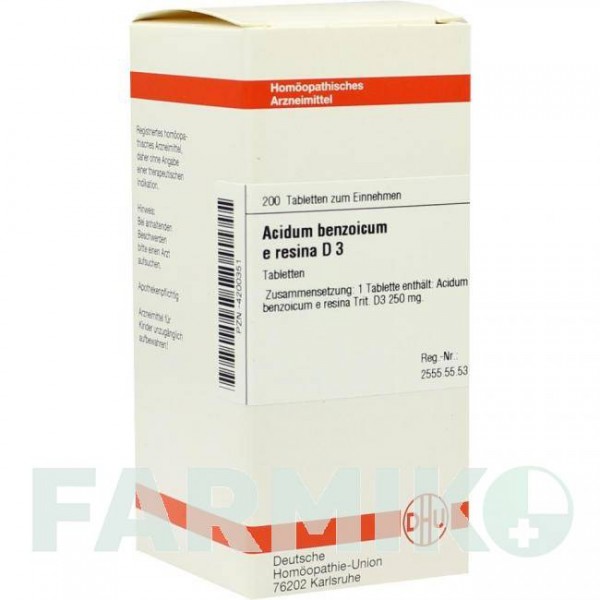 АЦИДУМ БЕНЗОІКУМ (ACIDUM BENZOICUM) D 3 таблетки 200 шт - Гомеопатія DHU