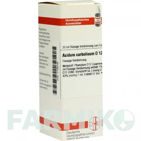 АЦИДУМ КАРБОЛИКУМ (ACIDUM CARBOLICUM) D 12 раствор 20 мл - Гомеопатия DHU
