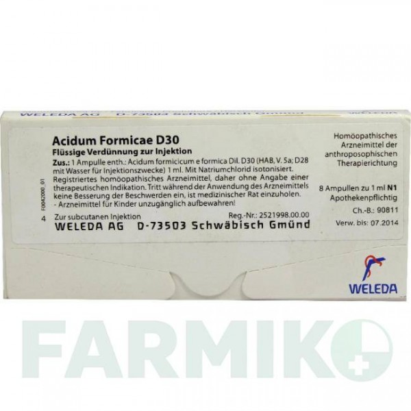 АЦИДУМ ФОРМІКА (ACIDUM FORMICAE) D 30 ампули 8 шт - Гомеопатія WELEDA