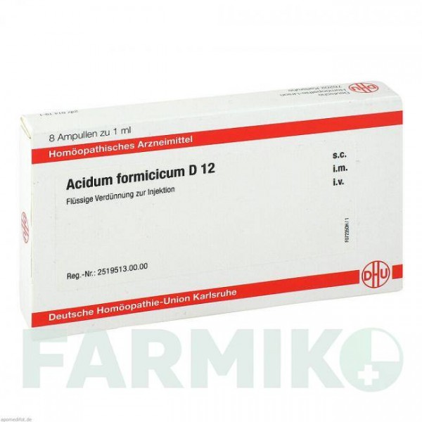 АЦИДУМ ФОРМИЦИКУМ (ACIDUM FORMICICUM) D 12 ампулы 8x1 мл - Гомеопатия DHU