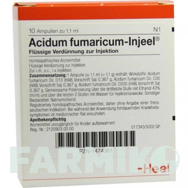 АЦИДУМ ФУМАРИКУМ (ACIDUM FUMARICUM) ампулы 10 шт - Гомеопатия BIOLOGISCHE HEILMITTEL HEEL