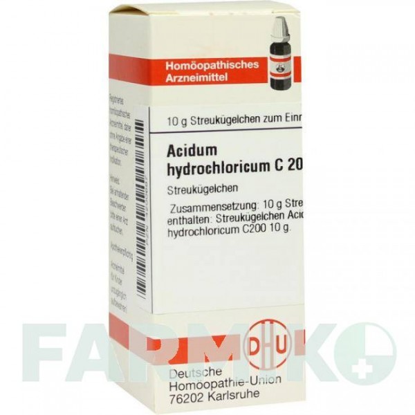 АЦИДУМ ГІДРОХЛОРИКУМ (ACIDUM HYDROCHLORICUM) C 200 глобули 10 г - Гомеопатія DHU