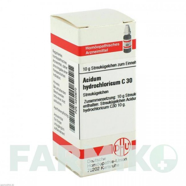 АЦИДУМ ГІДРОХЛОРИКУМ (ACIDUM HYDROCHLORICUM) C 30 глобули 10 г - Гомеопатія DHU
