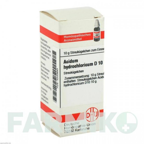 АЦИДУМ ГІДРОХЛОРИКУМ (ACIDUM HYDROCHLORICUM) D 10 глобули 10 г - Гомеопатія DHU