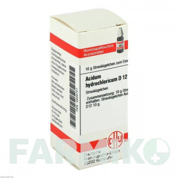 АЦИДУМ ГІДРОХЛОРИКУМ (ACIDUM HYDROCHLORICUM) D 12 глобули 10 г - Гомеопатія DHU