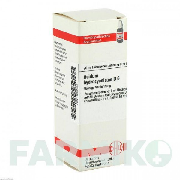 АЦИДУМ ГІДРОЦІАНІКУМ (ACIDUM HYDROCYANICUM) D 6 розчин 20 мл - Гомеопатія DHU