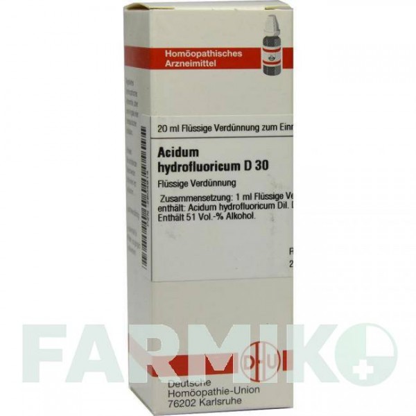 АЦИДУМ ГИДРОФЛЮОРИКУМ (ACIDUM HYDROFLUORICUM) D 30 раствор 20 мл - Гомеопатия DHU