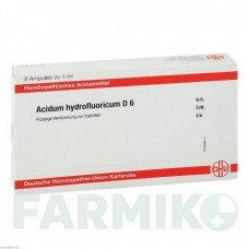 АЦИДУМ ГИДРОФЛЮОРИКУМ (ACIDUM HYDROFLUORICUM) D 6 ампулы 8x1 мл - Гомеопатия DHU