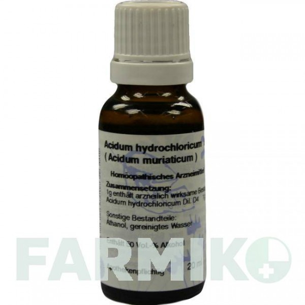 АЦИДУМ МУРИАТИКУМ (ACIDUM MURIATICUM) D 4 раствор 20 мл - Гомеопатия HANOSAN