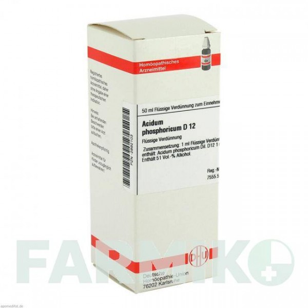 АЦИДУМ ФОСФОРИКУМ (ACIDUM PHOSPHORICUM) D 12 раствор 50 мл - Гомеопатия DHU