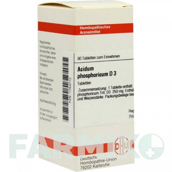 АЦИДУМ ФОСФОРИКУМ (ACIDUM PHOSPHORICUM) D 3 таблетки 80 шт - Гомеопатия DHU
