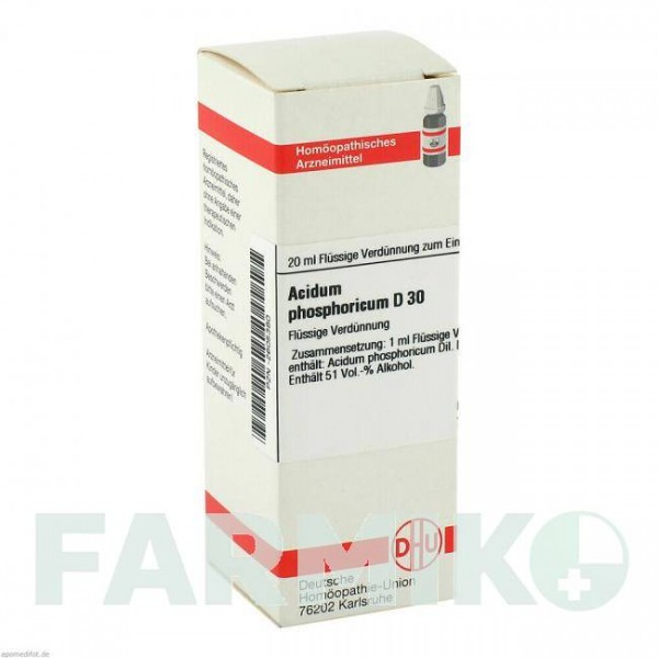 АЦИДУМ ФОСФОРИКУМ (ACIDUM PHOSPHORICUM) D 30 раствор 20 мл - Гомеопатия DHU