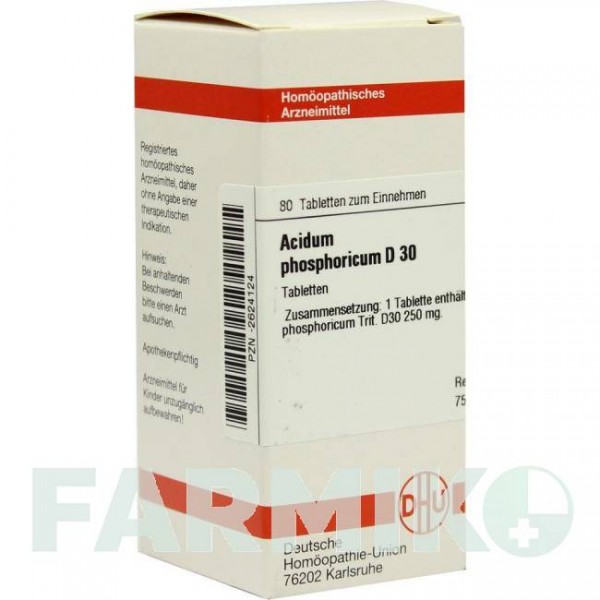 АЦИДУМ ФОСФОРИКУМ (ACIDUM PHOSPHORICUM) D 30 таблетки 80 шт - Гомеопатия DHU