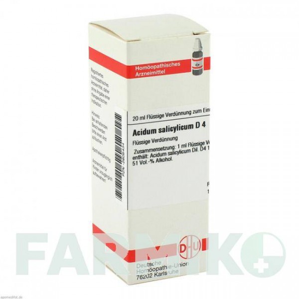 АЦИДУМ САЛИЦИЛИКУМ (ACIDUM SALICYLICUM) D 4 раствор 20 мл - Гомеопатия DHU