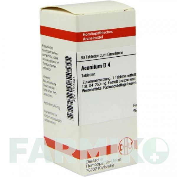 АКОНИТУМ (ACONITUM) D 4 таблетки 80 шт - Гомеопатия DHU