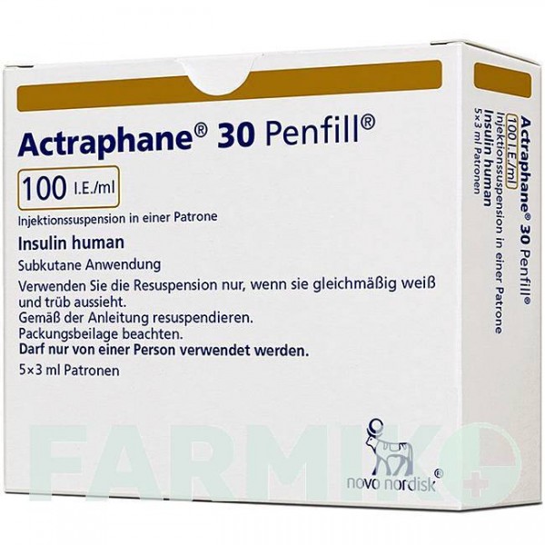 АКТРАФАН (ACTRAPHANE) 100 МО/мл картриджі 5x3 мл - Інсулін (людський) NOVO NORDISK