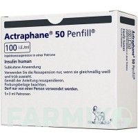 АКТРАФАН (ACTRAPHANE) 100 МЕ/мл картриджи 5x3 мл - Инсулин (человеческий) NOVO NORDISK