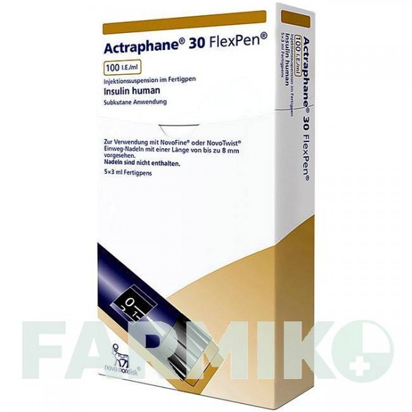 АКТРАФАН (ACTRAPHANE) 100 МО/мл суспензія 5x3 мл - Інсулін (людський) NOVO NORDISK
