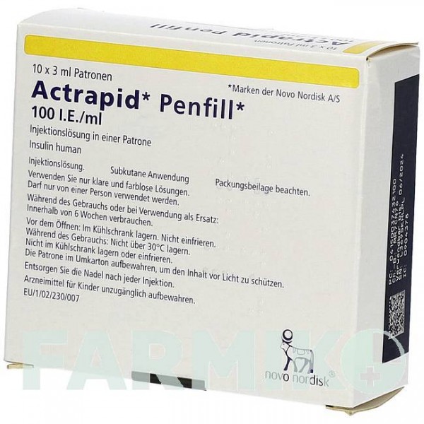 АКТРАПІД (ACTRAPID) 100 МО/мл картриджі 10x3 мл - Інсулін (людський) EMRA-MED