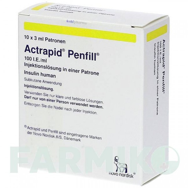 АКТРАПИД (ACTRAPID) 100 МЕ/мл картриджи 5x3 мл - Инсулин (человеческий) KOHLPHARMA