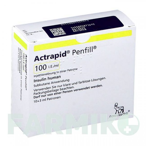 АКТРАПИД (ACTRAPID) 100 МЕ/мл картриджи 10x3 мл - Инсулин (человеческий) NOVO NORDISK