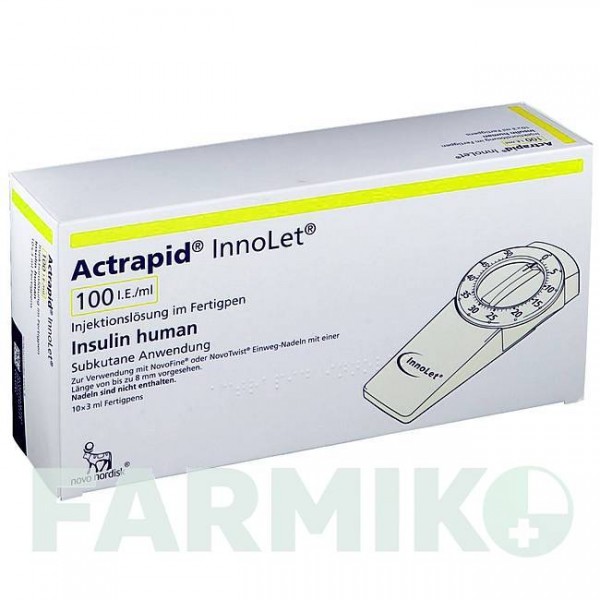 АКТРАПИД (ACTRAPID) 100 МЕ/мл раствор 10x3 мл - Инсулин (человеческий) NOVO NORDISK