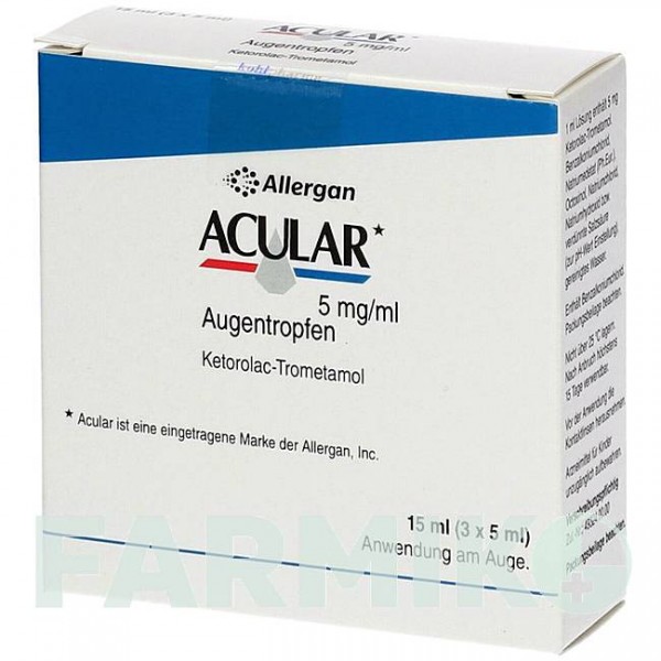 АКУЛАР (ACULAR) 5 мг/мл капли 3x5 мл - Кеторолак KOHLPHARMA