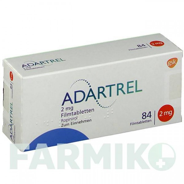 АДАРТРЕЛ (ADARTREL) 2 мг таблетки 84 шт - Ропінірол GLAXOSMITHKLINE