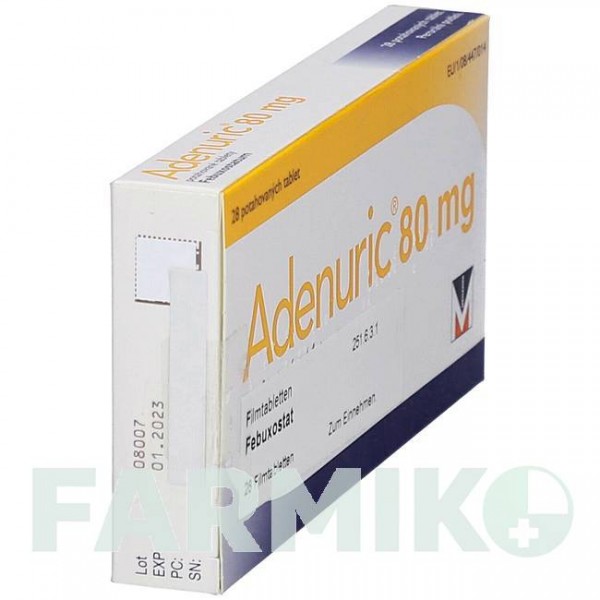 АДЕНУРИК (ADENURIC) 80 мг таблетки 28 шт - Фебуксостат PB PHARMA