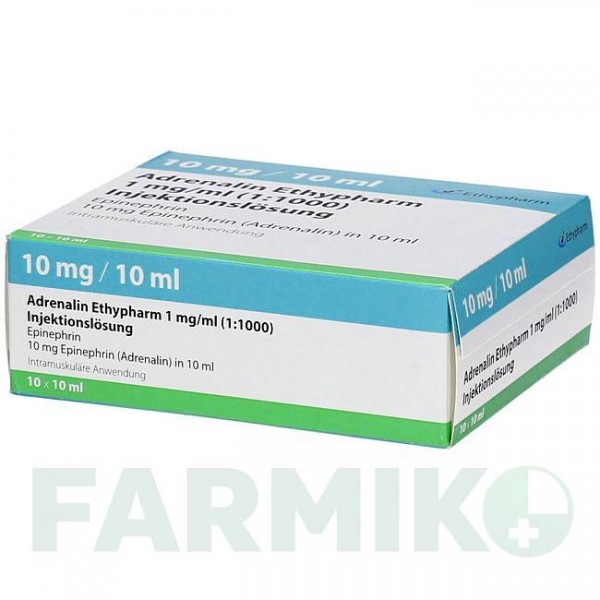 АДРЕНАЛІН (ADRENALIN) 1 мг/мл 1:1000 розчин 10x10 мл - Епінефрин ETHYPHARM