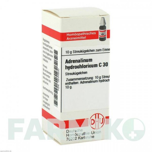 АДРЕНАЛИНУМ ГИДРОХЛОРИКУМ (ADRENALINUM HYDROCHLORICUM) C 30 глобули 10 г - Гомеопатия DHU