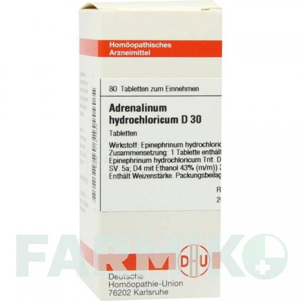 АДРЕНАЛИНУМ ГИДРОХЛОРИКУМ (ADRENALINUM HYDROCHLORICUM) D 30 таблетки 80 шт - Гомеопатия DHU