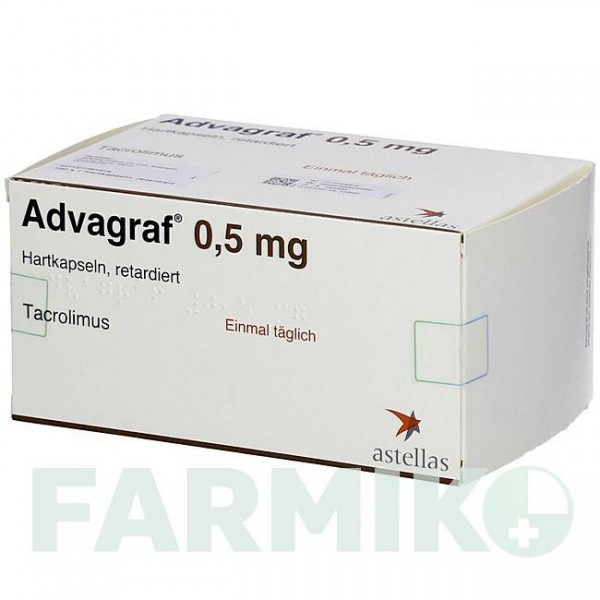 АДВАГРАФ (ADVAGRAF) 0,5 мг капсули 100 шт - Такролімус FD PHARMA