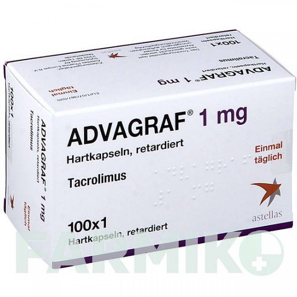 АДВАГРАФ (ADVAGRAF) 1 мг капсулы 100 шт - Такролимус 1 0 1 CAREFARM